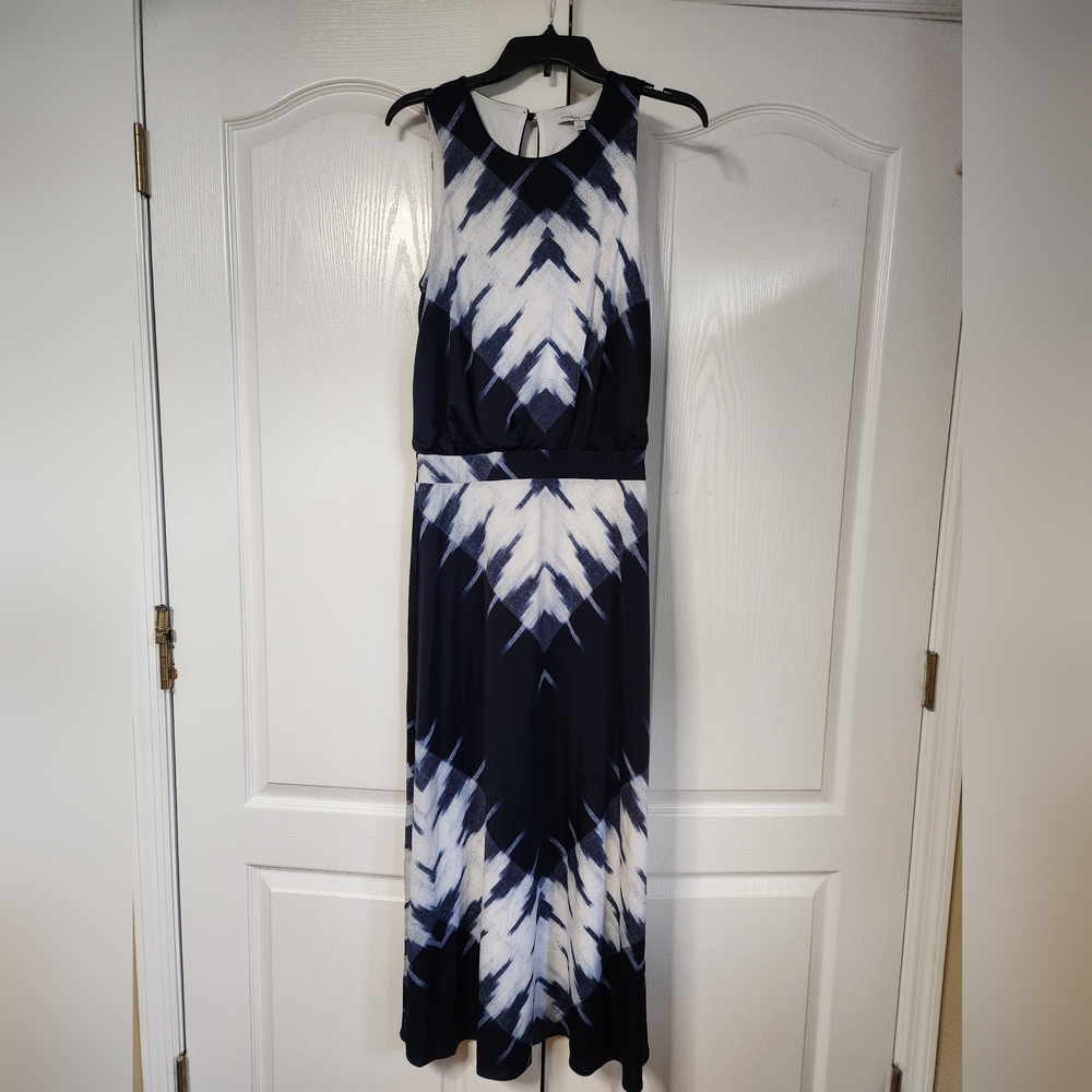 Adrienne Vittadini blue and white maxi dress - Medium